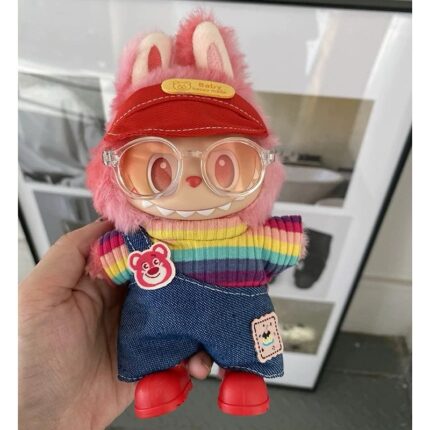 Labubu doll clothing rainbow jumpsuit/handmade 17cm